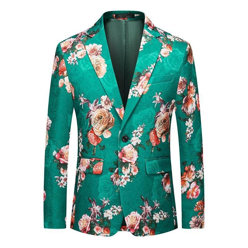 Blazer Sportkappa För Män Blommönster One Buttons Rose Mönster