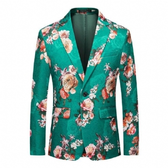 Blazer Sportkappa För Män Blommönster One Buttons Rose Mönster