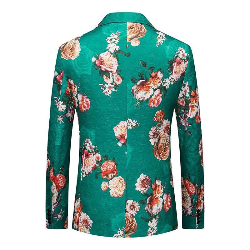 Blazer Sportkappa För Män Blommönster One Buttons Rose Mönster - Grön