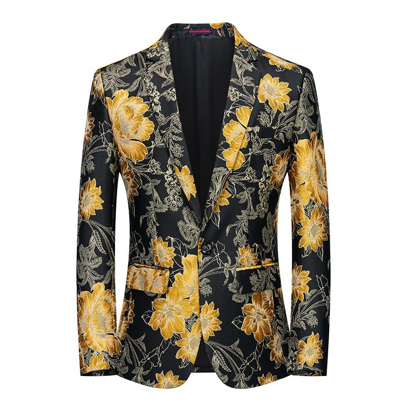 Blazer Sportkappa För Män Botaniskt Mönster Blommönster One Buttons Plus Size