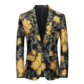 Blazer Sportkappa För Män Botaniskt Mönster Blommönster One Buttons Plus Size