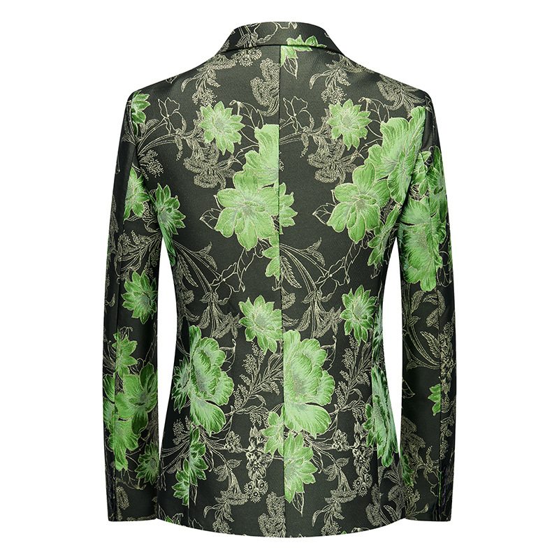 Blazer Sportkappa För Män Botaniskt Mönster Blommönster One Buttons Plus Size - Grön