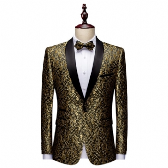 Herrkavaj Sportkappa Jacquard One Buttons Sjal Lapel Flap Fickor