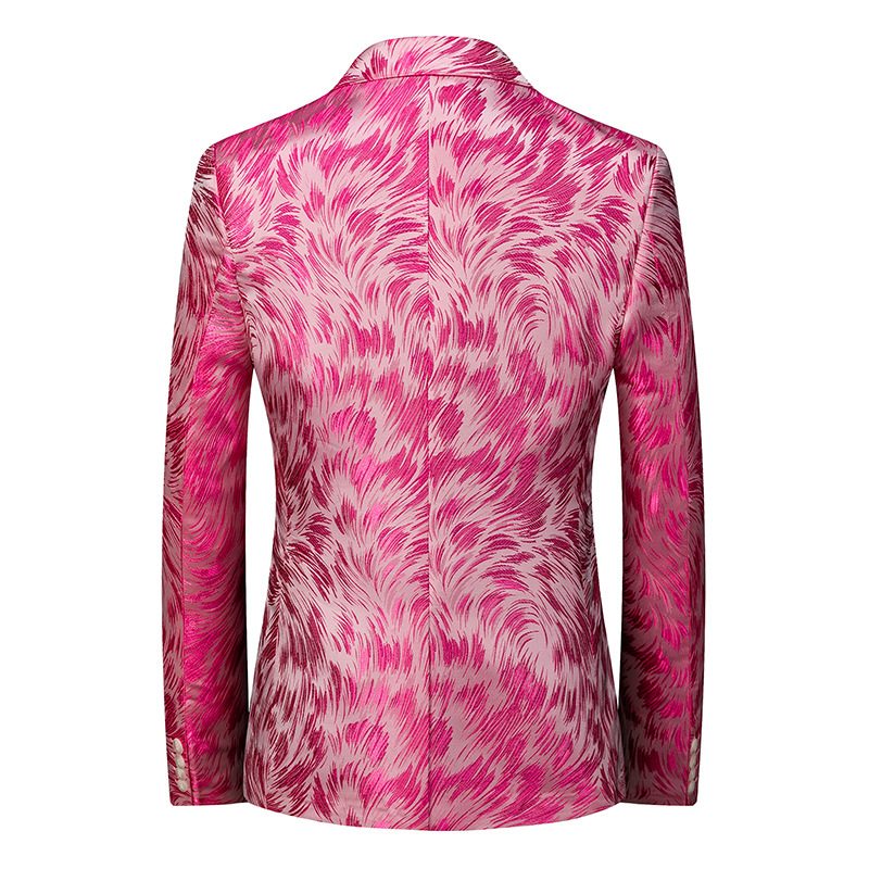 Herrkavaj Sportrock Blommönster Individualitet Business Modern One Buttons Plus Size - Rosa