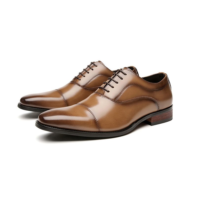 Herrskor Oxford Cap Toe Cow Läder Träklack