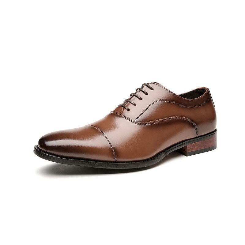 Herrskor Oxford Cap Toe Cow Läder Träklack - Brun