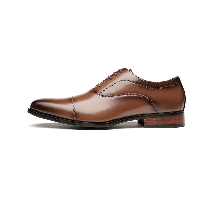 Herrskor Oxford Cap Toe Cow Läder Träklack - Brun