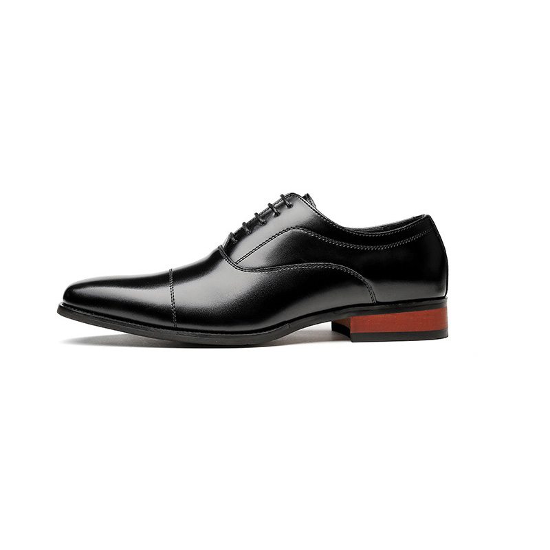 Herrskor Oxford Cap Toe Cow Läder Träklack - Svart