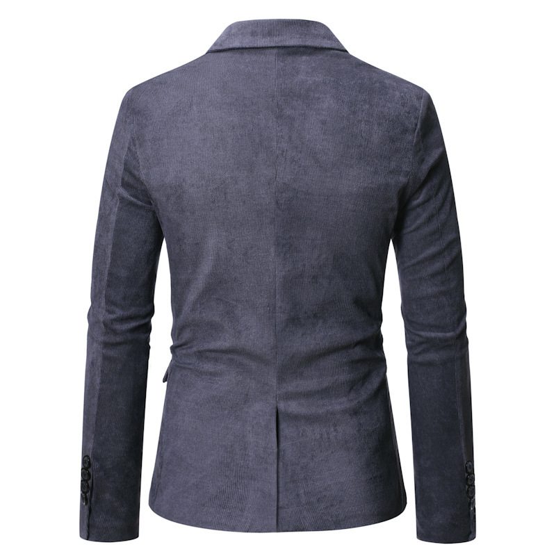 Män's Blazer Sport Coat Höst / Vinter Corduroy Slim One Buttons Flikfickor - Grå