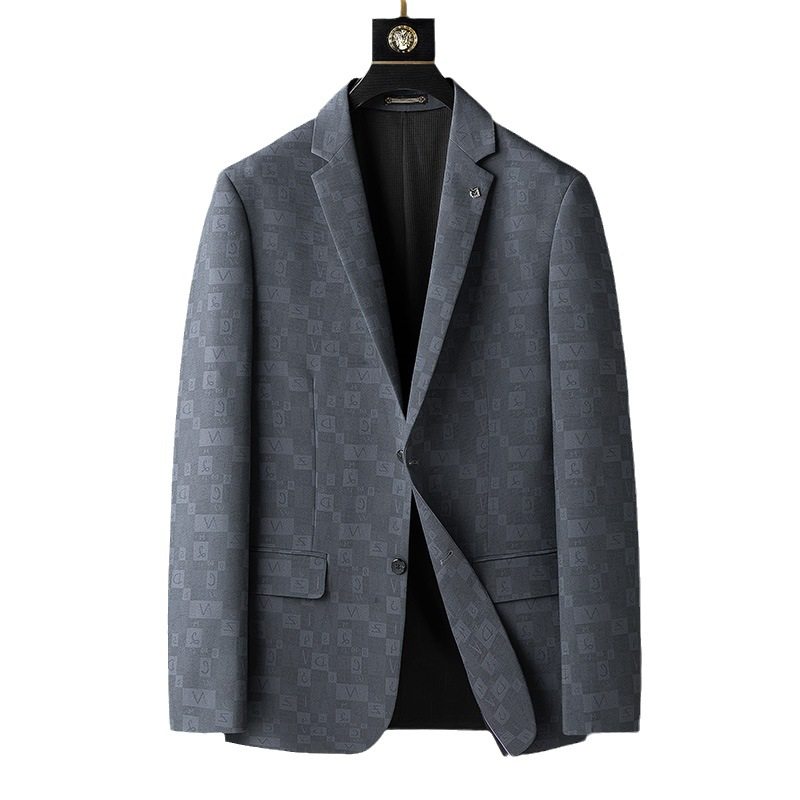 Mäns Kavaj Sport Coat Business Moderna Bokstäver Blommönster Pläd Två Knappar Plus Size